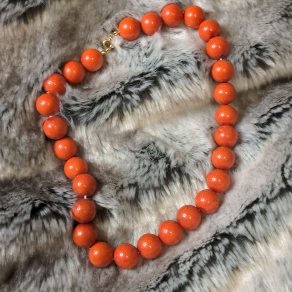 Painted wood bead necklace